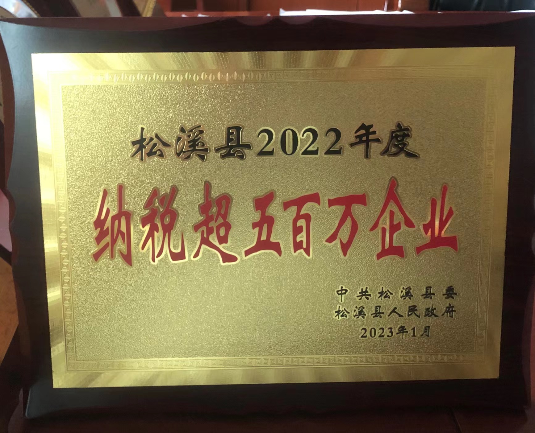 喜報！易順建工集團喜獲“松溪縣2022年度納稅超五百萬企業(yè)”榮譽
